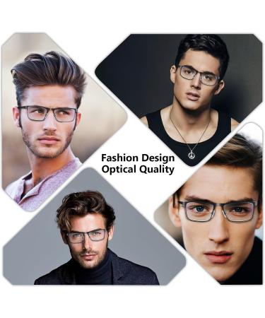 Litima Men's Reading Glasses - 3-Piece Set Rectangle Frame Spring Hinge Blue Light Filter UV Protection Gray/Leopard Pattern - Visual Aid 1.25x - Buy Online on GoSupps.com