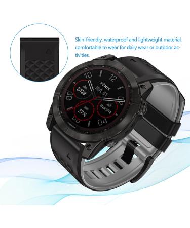 Buy Lanqii 26mm Quickfit Silicone Bracelet - Compatible with Garmin Fenix 7X Pro 6X 5X & Descent MK2 - Durable Black & Gray Sport Band - Buy Online on GoSupps.com