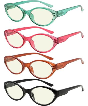 CessBlu 4 Pairs Oval Blue Light Blocking Computer Eyeglasses for Women - 2.5x Reading Glasses Set - Buy Online on GoSupps.com