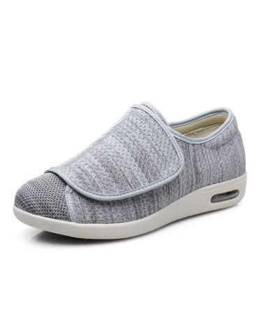 NVBHOF Men's Diabetic Shoes Mens Womens Adjustable Edema Swollen Slippers Extra Wide Surgery Recovery Shoe Widening for Elderly Swollen Feet Plantar Fasciitis (Color : Light Grey Size : 12)