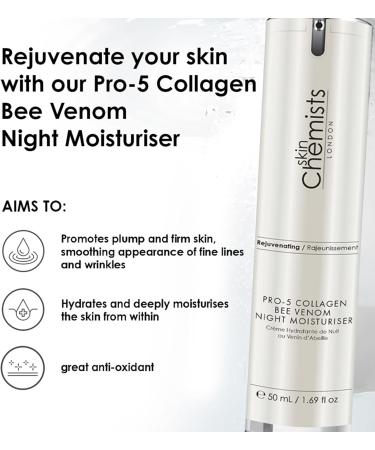 skinChemists Pro-5 Collagen Bee Venom Night Moisturiser 50ml | Boost Collagen Firm Skin and Reduce Wrinkles for Youthful Radiance - Advanced Anti-Aging Formula - Buy Online on GoSupps.com