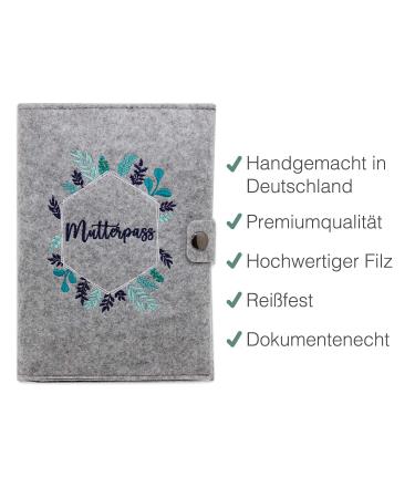 Cozy Raccoon Mutterpass Cover - Hexagon Eucalyptus Felt | Made in Germany | Personal Gift for Pregnant Mothers | Indoor Pockets for Insurance & Ultrasound Images - Buy Online on GoSupps.com