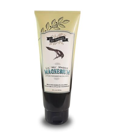 Lil' Mo Maggie Magnesium Lotion for Babies & Children - Pure and Gentle - 600 mg/oz  100 mg/TSP. - Organic Oils & Shea Butter - 8 oz - by Mo' Natural