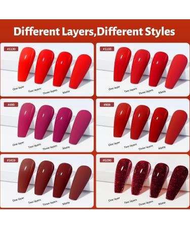 LKEE Nail Gel Polish- Red Nail Polishes Set 6 Colors Nail Polish Set UV Gel Polishes DIY Nail Salon Halloween Nail Art Design Gift 7 ml/0.25 oz - Buy Online on GoSupps.com