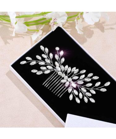 Fairvir Bridal Wedding Hair Comb Silver Sparkly Rhinestones Side Comb Bride Hair Accessories for Women and Girls (Silver) - Buy Online on GoSupps.com