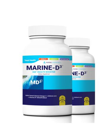 Marine Essentials- Marine D3 Omega 3 Calamari Ecklonia Cava DHA (2 Bottles - 120 Capsules)