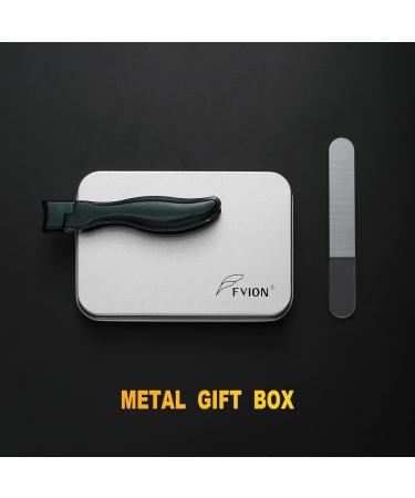 Professional Wide Jaw Nail Clipper Set with Crystal File - Green | FVION Thick Toenail and Fingernail Clippers for Men and Women - Buy Online on GoSupps.com