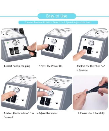 Professional Electric Nail Drill 20000 RPM Efile Manicure Grinder with Bits and Sanding Bands (Grey) - Buy Online on GoSupps.com