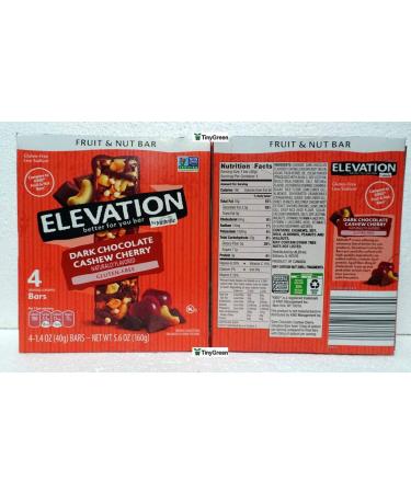 Elevation by Millville Dark Chocolate Cashew Cherry Fruit and Nut Bars - 4 Pack (5.6oz/160g) - International Shipping - Buy Online on GoSupps.com