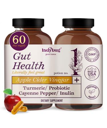 Organic Apple Cider Vinegar 30Capsules 2Pack Raw Premium Apple Cider Vinegar Capsules ACV Pills With Turmeric Root Extract Probiotic Blend Cayenne Pepper Inulin & Black Pepper for Digestion & Detox
