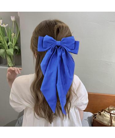 6 Pack Satin Big Large Hair Bows for Women Oversized Giant Bow Hair Clips French Barrette with Long Silky Ribbon Tail Lady Hairpin Ponytail Holder Bowknot Hair Accessories - Buy Online on GoSupps.com