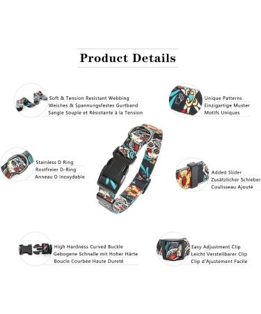 Heele Dog Collar for Puppies & Small Medium Dogs | Adjustable Patterned & Comfortable | Robust Black Collar (34-53cm) - Buy Online on GoSupps.com
