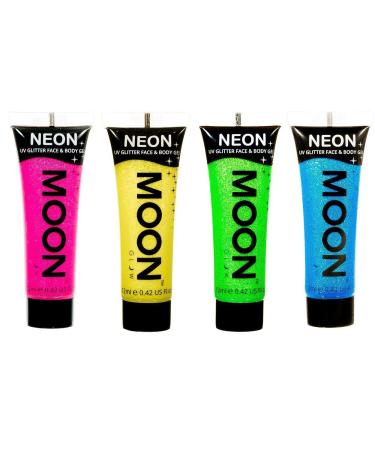 B-Creative Set of 4 UV glitter face and body paints 12 ml