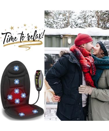 Seat Massager with Heat and Vibrating Nodes - Black Chair Massage Cushion for Back, Shoulder, and Thighs Relief - Buy Online on GoSupps.com