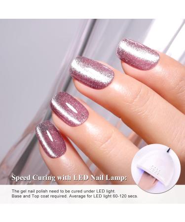 Imtiti Pink Cat Eye Gel Nail Polish 15 ml Glitter Pink Holographic Reflective Sparkle Flash UV Soak Off Gel Nail Polish with Magnetic Stick 1 Piece - Buy Online on GoSupps.com