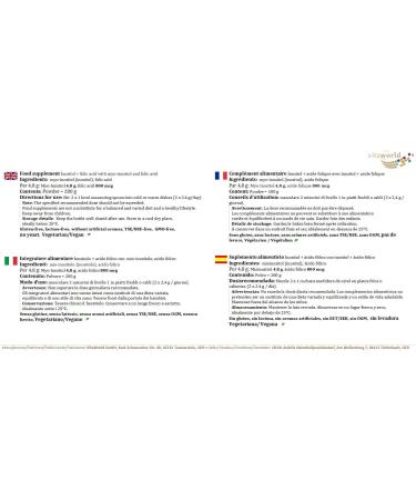 Vita World Pack of 3 Inositol + Folic Acid 3 x 200 g Powder Made in Germany - Buy Online on GoSupps.com