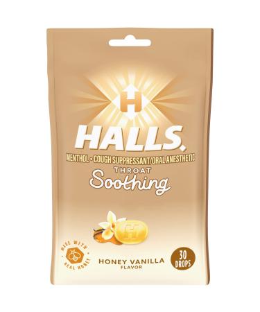 HALLS Throat Soothing Honey Vanilla Cough Drops 30 Drops