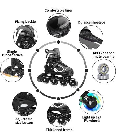 MonSports Adjustable Inline Skates for Kids - Red/Black/Blue - Light-up Wheels - Size L (US 5-8) - Buy Online on GoSupps.com