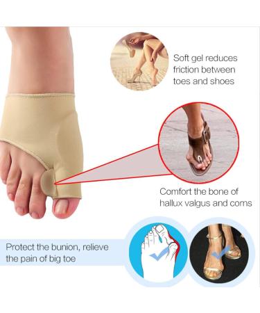 WOSLXM Premium Bunion Corrector Socks for Men and Women - Orthopedic Bunion Relief Protector Sleeve - 4 Pairs, Beige, Large - Buy Online on GoSupps.com