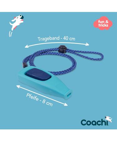 Coachi Whizz Click: 2-in-1 Dog Training Clicker & Pipe - Adjustable Reflective Ideal for All Dogs & Puppies - Hellblau/Marineblau - Buy Online on GoSupps.com