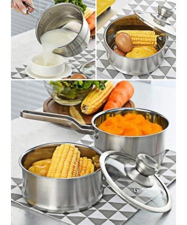Stainless Steel Milk Pot Thickening Household Non-Stick Food Pot Pot Nonstick Metal Utensil Saucepan with Lid Frying Pan Frying Pan - Buy Online on GoSupps.com