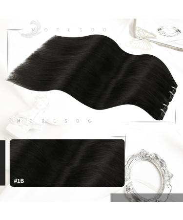 Shop Moresoo Real Hair Clip-In Extensions - Natural Black Remy Quality 120g 45cm | 7pcs #1B for Effortless Style - Buy Online on GoSupps.com
