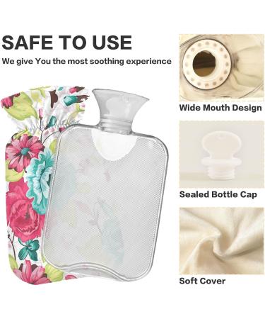 NAANLE 2L Hot Water Bottle with Cover - Red Flower Watercolor | Back Pain Relief & Hot/Cold Therapy - Buy Online on GoSupps.com