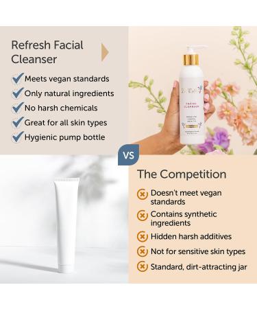 Refresh Daily Facial Cleanser for Oily & Sensitive Skin - Vegan Hypoallergenic Face Wash with Activated Charcoal & Vitamin C - Buy Online on GoSupps.com