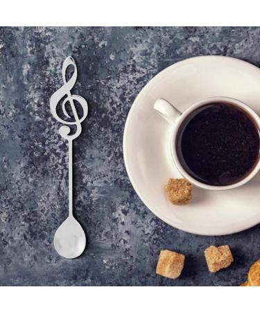 Stirring Spoon Stainless Steel Dessert Spoon Musical Note Coffee Drinking Stirring Spoons 15.5 * 2.5cm(Silver) - Buy Online on GoSupps.com