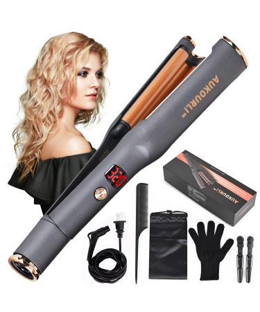 5 in 1 Ceramic Curling Iron Wand Set Hair Crimper Hair Straightener and Curler Hot Tools Curling Iron Adjust Temperature with LCD for All Hair Types
