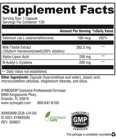 XYMOGEN Liver Protect - Liver Health Support Supplement with Milk Thistle Extract, ALA, NAC, and Selenium - 120 Capsules - Buy Online on GoSupps.com