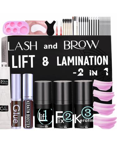 Lash Lift Brow Lamination 2 in 1  Rapid Eyelash and Eyebrow Lifting Kit  DIY Perming Lashes at Home Or Salon Usage Be Eye Voluminous for 6 Weeks about 15 Applications (10ml Lash&Brow Lift Airless Pump)