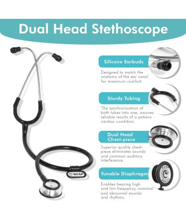 Buy Micro Shine Adjustable Stethoscope for Doctors & Medical Students - Lightweight Flexible Tube & Soft Ear Knobs (Black) - Best Quality for Optimal Performance - Buy Online on GoSupps.com