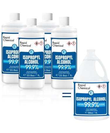 99% Isopropyl Alcohol - Made in Canada - 1L x 4 Pack USP Grade Isopropyl Rubbing Alcohol - 4 Litre Isopropyl Alcohol 99 Percent - Bottle 99.9% Alcohol (1 Litre x 4 Pack / 4L / 1 Gallon)