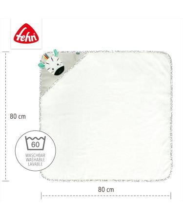 Fehn Hooded Bathing Towel Zebra - Baby & Toddler Terry Poncho 80x80 cm Perfect for Infants 0+ Months | Soft & Adorable Baby Bath Towel - Buy Online on GoSupps.com