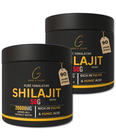 Gene & Good Shilajit Pure (50g X 2) - R sine De Shilajit Himalaya Purifi e - Himalaya Bio - Approvisionnement pour 3 Mois - Riche en Acide Fulvique (88%) Acide Humique 50 unit (Lot de 2)
