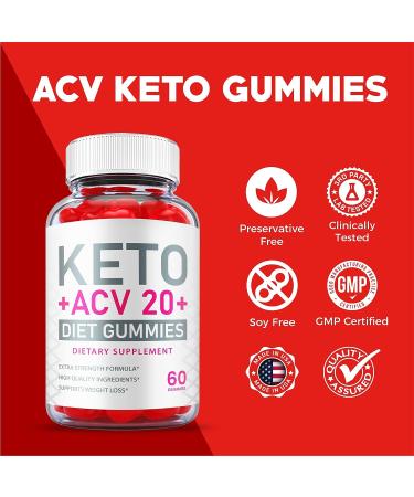 Keto ACV 20 Gummies - Vegan Formula with Apple Cider Vinegar, Vitamin B12, Beet Root Juice & Pomegranate (60 Gummies) - Buy Online on GoSupps.com