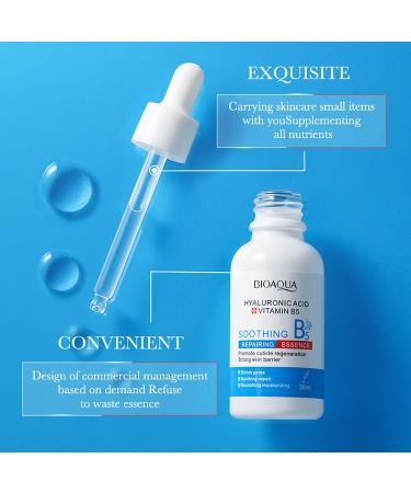BIOAQUA Hyaluronic Acid & Vitamin B5 Face Essence - Soothing Moisturizing Skincare for Pore Reduction - 30ml/1fl.oz - Buy Online on GoSupps.com