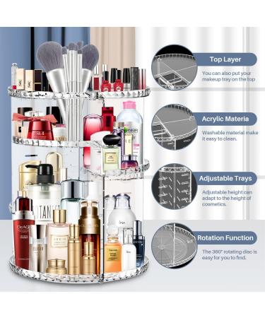 Vinmoso Rotating Makeup Organizer - Adjustable Cosmetic Storage for Dresser and Vanity - 4 Trays Perfume and Cosmetics Organizer - Buy Online on GoSupps.com