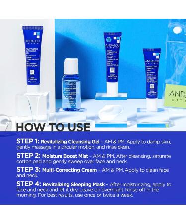 Andalou Naturals On The Go Essentials - Deep Hydration Routine in TSA-Approved Reusable Bag (4 Pcs) - Buy Online on GoSupps.com