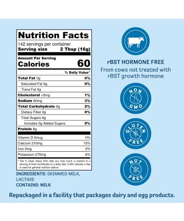 Judee's Lactose-Free Skim Milk Powder 5 LB - Non-GMO, rBST Hormone-Free, Low Carb - Gluten-Free & Nut-Free - Made from Real Dairy - Ideal for Baking and Reconstituting - 5 Pound Pack - Buy Online on GoSupps.com