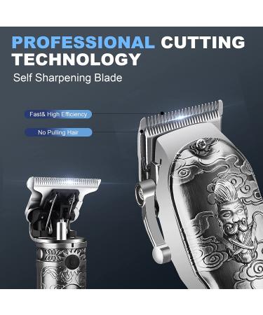 Suttik Professional Hair Clippers Set - Cordless Beard Trimmer, Nose Hair Trimmer, LCD Display, Rechargeable - Men's Grooming Kit in Gray - Buy Online on GoSupps.com