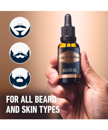  Gillette King C. Gillette Beard Oil with Herbal Argan Oil Jojoba Avocado Macadamia and Almond Oil 30 ml - Buy Online on GoSupps.com