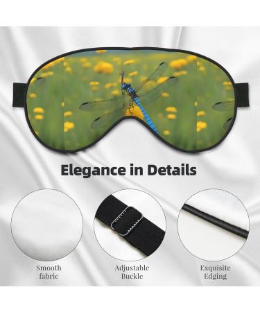Buy Dragonfly Flower Sleep Mask - Unisex Adjustable Blackout Eye Mask for Travel Home & Yoga - Buy Online on GoSupps.com