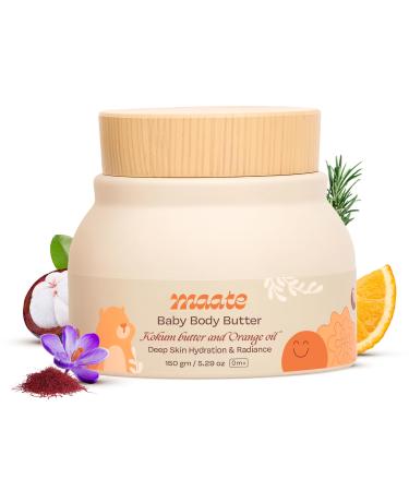 MAATE Baby Body Butter (150 gm) | Enriched with Pure Kokum Butter Shea Butter Orange & Saffron Oil | Baby Cream For Face Skin & Body | Baby Body Butter For Kids 0-12 years | Baby Moisturizer Cream