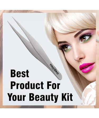 Pointed Tweezers for Ingrown Hair - Tweezers for Splinters Hairs & Precision Sharp Needle Nose Pointed Ticks & Glass Removal - Best for Facial Hair Removal & Eyebrow Hair (Silver) - Buy Online on GoSupps.com