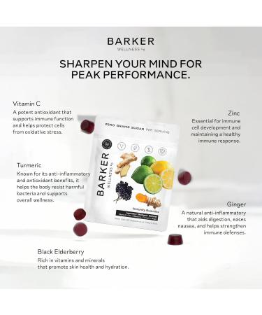 Barker Wellness Immunity Gummies with Vitamin C Zinc Elderberry Turmeric & Ginger for Daily Immune Support | Vegan Sugar-Free Lemon-Lime Flavor | Seasonal Wellness Essentials 60 Count - Buy Online on GoSupps.com