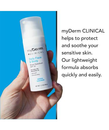 myDerm CLINICAL Twin Pack - Daily Face & Body SPF 33 Mineral Sunscreen Lotion (2 Pack) - 1.7 Fl Oz Each - International Shipping - Buy Online on GoSupps.com