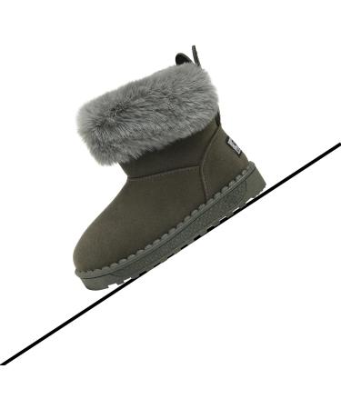 Yeeteepot Kids Winter Snow Boots - Baby Girls' & Boys' Warm Plush Booties, Anti-Slip Toddler Shoes, Size 7.5 UK, Grey - Buy Online on GoSupps.com