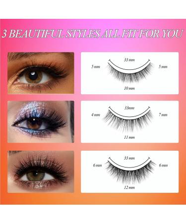 Natural Look Magnetic Eyelashes Kit - 3 Pairs with Upgraded Eyeliner & Applicator | No Glue, Reusable - Buy Online on GoSupps.com